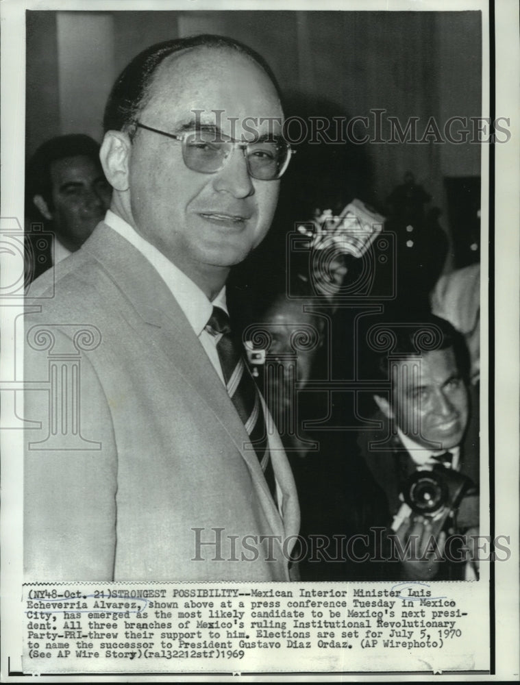 1969 Press Photo Mexican Interior Minister Luis Escheverria Alvarez - Historic Images