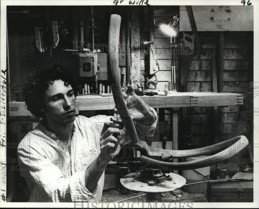 Artist-Sculptor Robert Bannon working on a piece-Historic Images