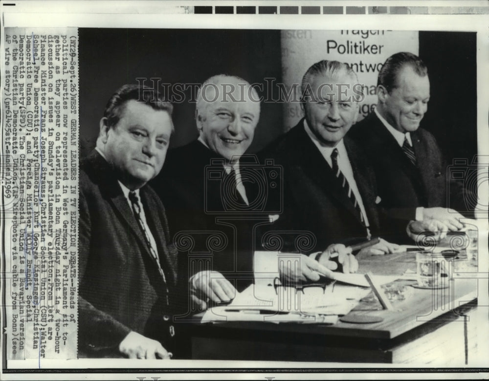 1969 Press Photo Head of West German Political Parties in Parliament - Historic Images