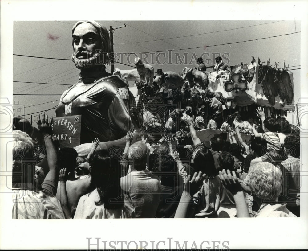 1986 Press Photo Jefferson Parish St. Patrick&#39;s Day Parade - Parade Float - Historic Images