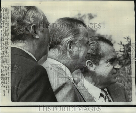 1970 Press Photo VP Spiro Agnew, William Rogers & Pres. Nixon at White House - Historic Images