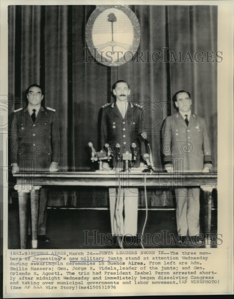 1976 Press Photo Argentinian Junta- Emilio Massera, Jorge Videla, Orlando Agosti - Historic Images