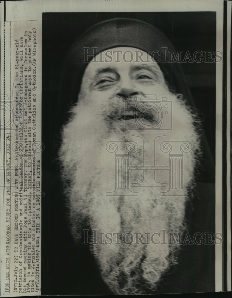 1967 Press Photo Athenagoras I, Patriarch of Constantinople - Historic Images