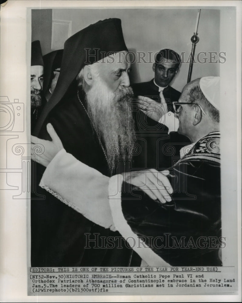 1964 Press Photo Roman Catholic Pope Paul VI & Orthodox Patriarch Athenagoras I - Historic Images