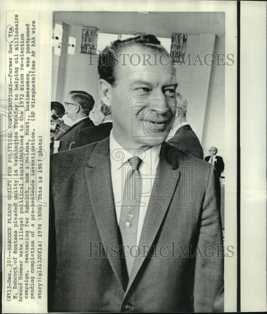 1967 Press Photo Tim M. Babcock, Former Governor of Montana - Historic Images