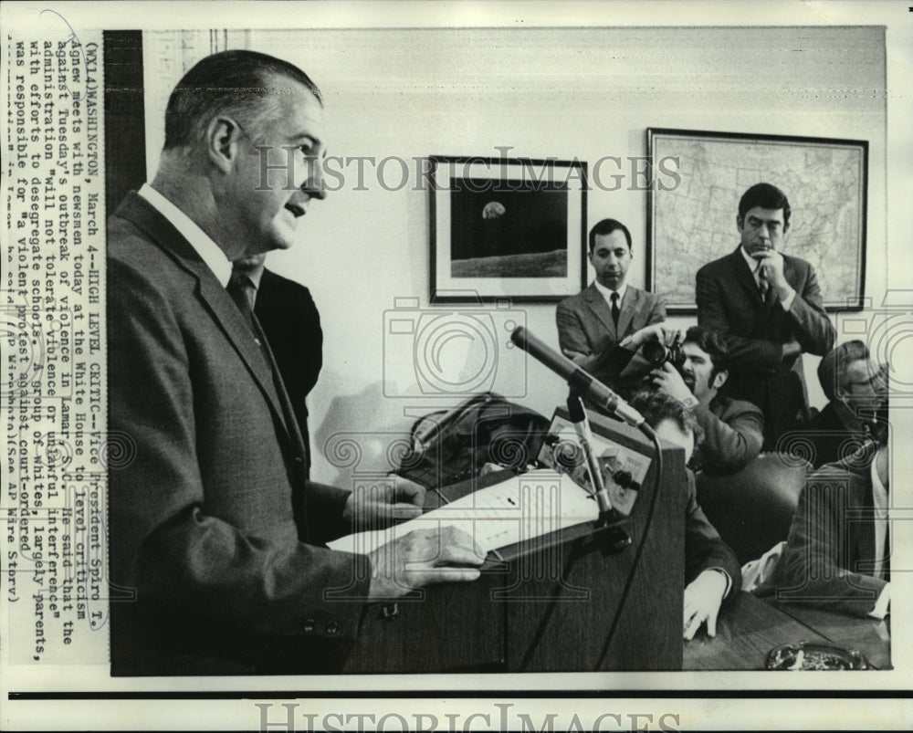 1970 Press Photo Vice President Spiro Agnew at press conference at White House - Historic Images