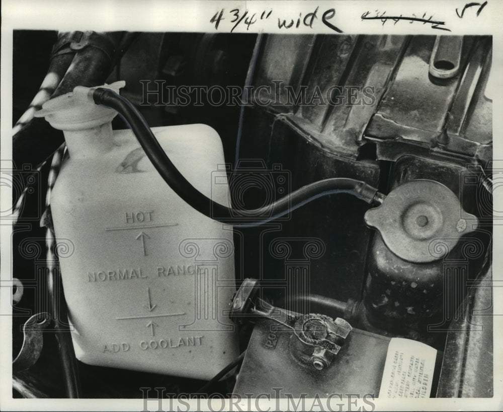 1975 Press Photo Coolant Recovery Kit in Auto Prevents Coolant Loss - Historic Images