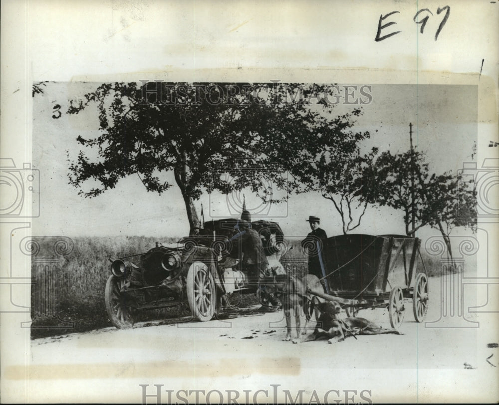 1968 Car Repaired in Germany Where Dog Carts are Common - Historic Images