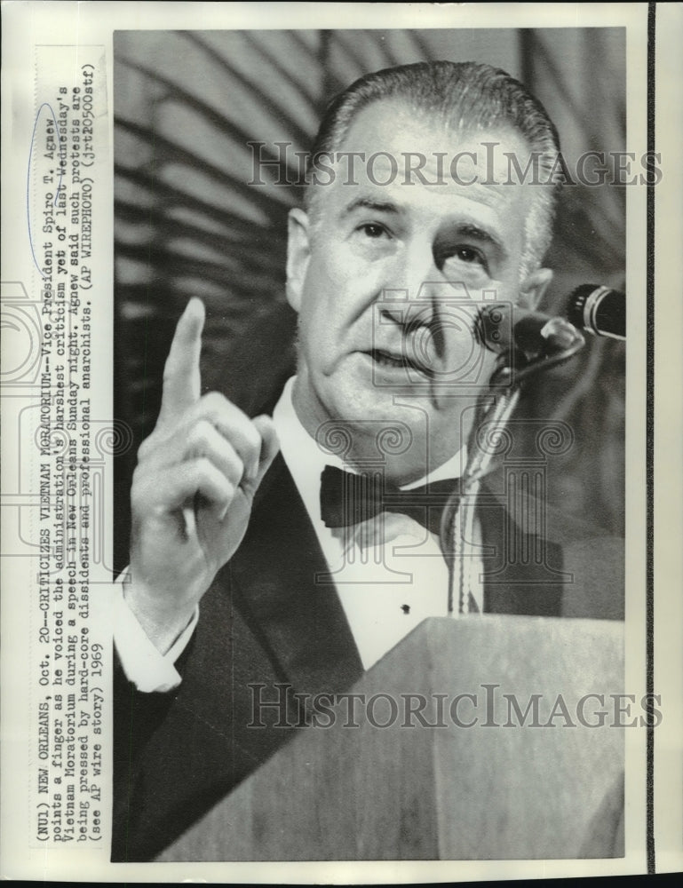 1969 Press Photo Vice President Spiro Agnew Speaks on Vietnam War, New Orleans - Historic Images