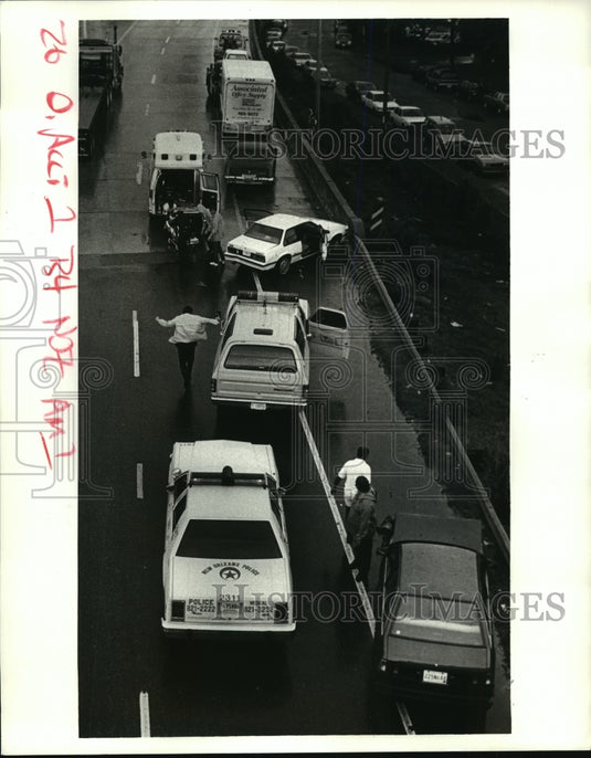 1986 Press Photo Auto Accident - Four Car Collision on Interstate 10 - Historic Images
