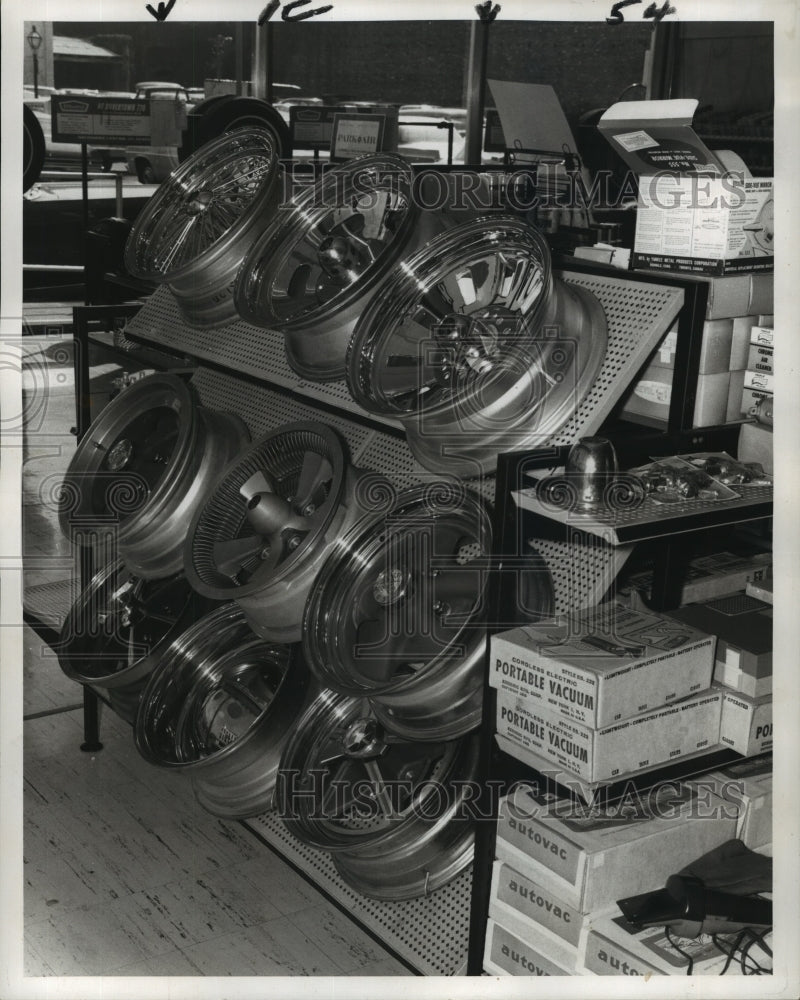 1968 Press Photo Auto Care &amp; Parts - Wheels and Portable Vacuums - Historic Images