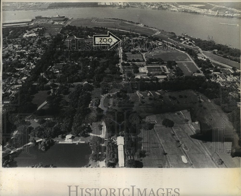 1975 Aerial View of Audubon Park with Zoo Indicated by Arrow-Historic Images