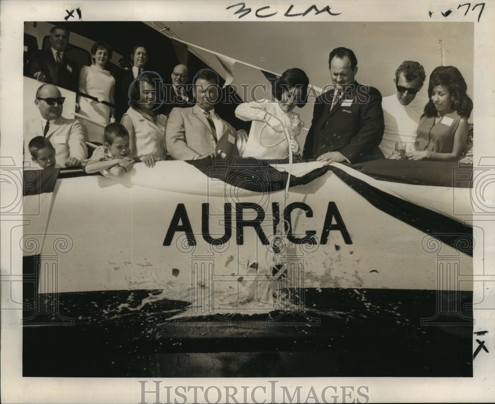 1965 Press Photo M/V Auriga, offshore well supply boat christening - noa23598- Historic Images