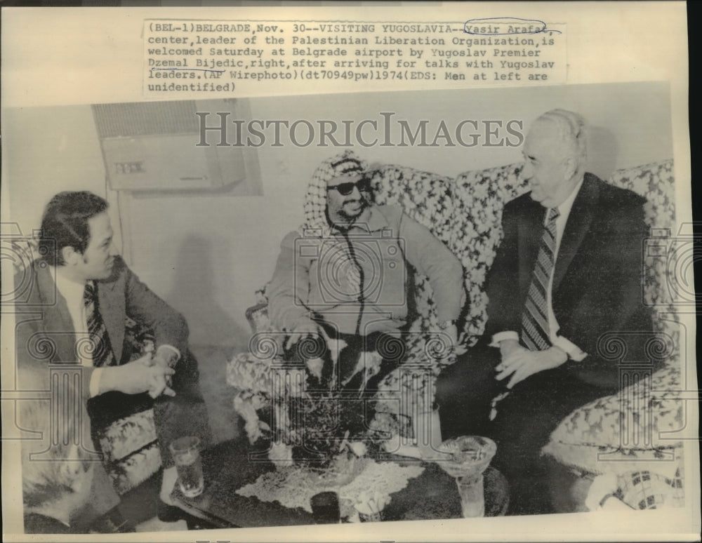 1974 Yasir Arafat Welcomed by Yugloslav Premier Dzemal Bijedic - Historic Images