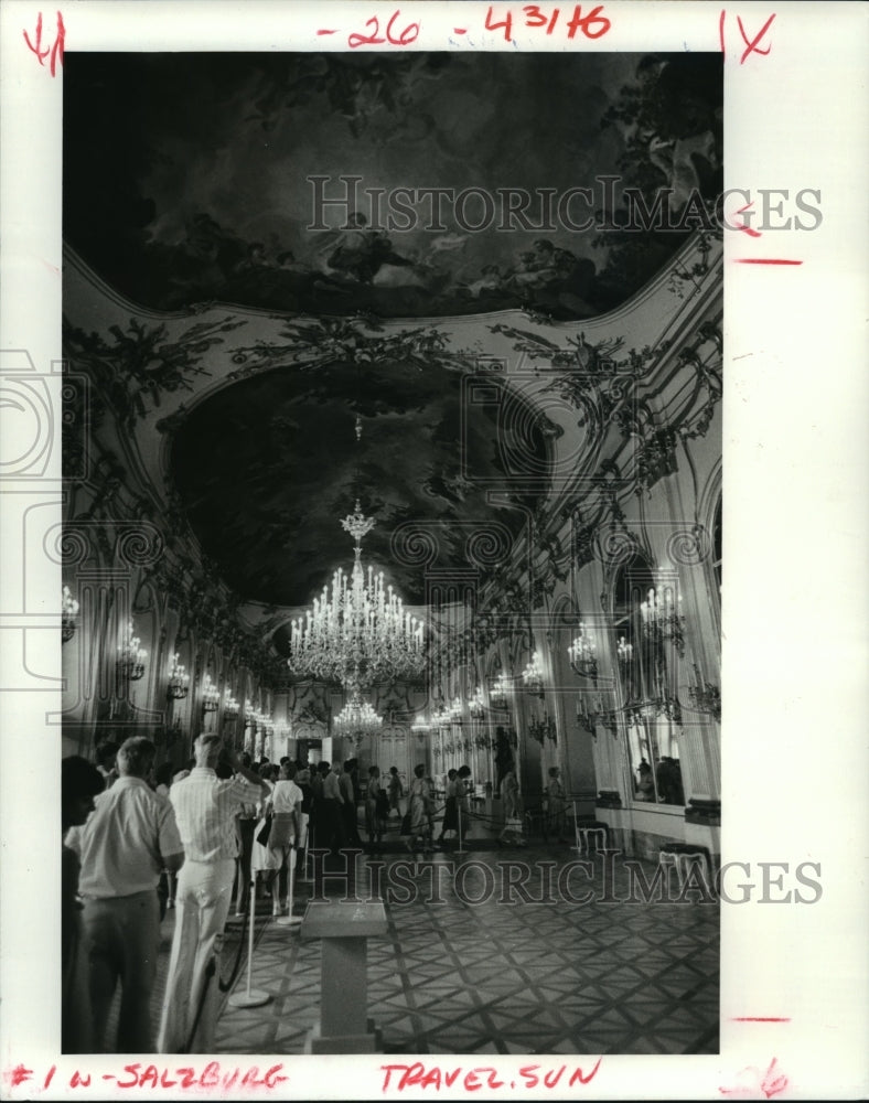 1986 Vienna tourists in Schonbrunn Palace Interior-Historic Images