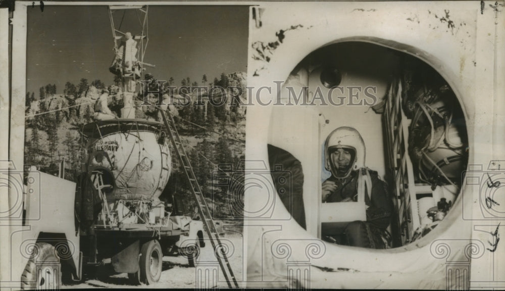 1958 Commander Malcolm Ross Uses Telescope on Gondola to See Mars - Historic Images