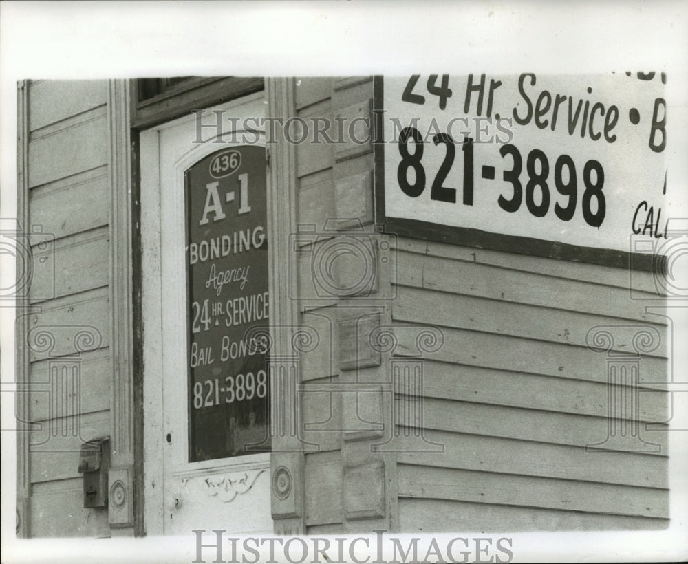 1968 View of A-1 Bonding Agency Door and Sign-Historic Images