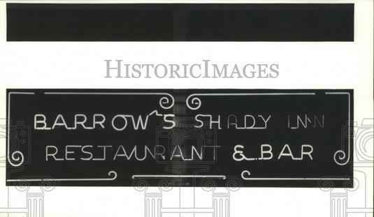 1979 Press Photo Barrow's Shady Inn, Restaurant & Bar Sign - Historic Images