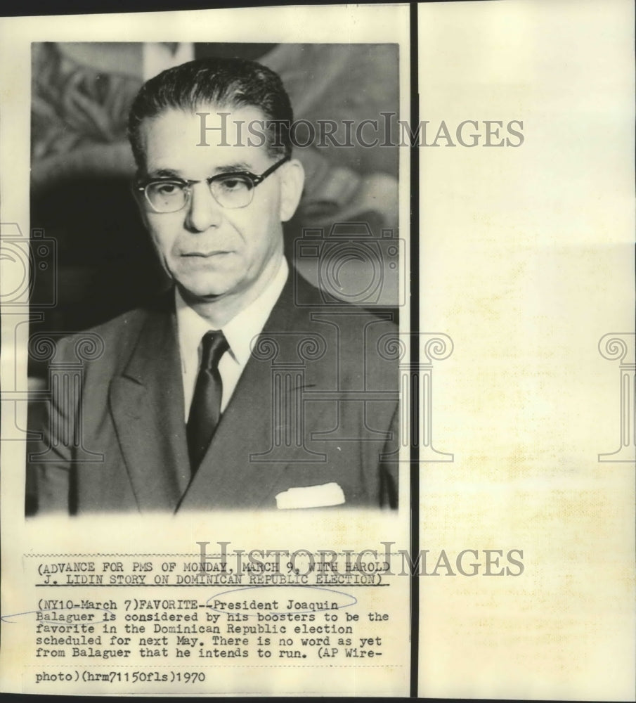 1970 Press Photo President Joaquin Balaguer, Dominican Republic - Historic Images