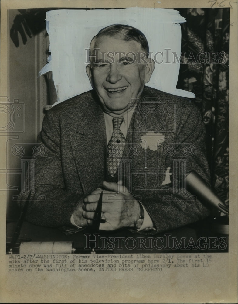 1953 Press Photo Former Vice President Alben Barkley Speaking on Television - Historic Images