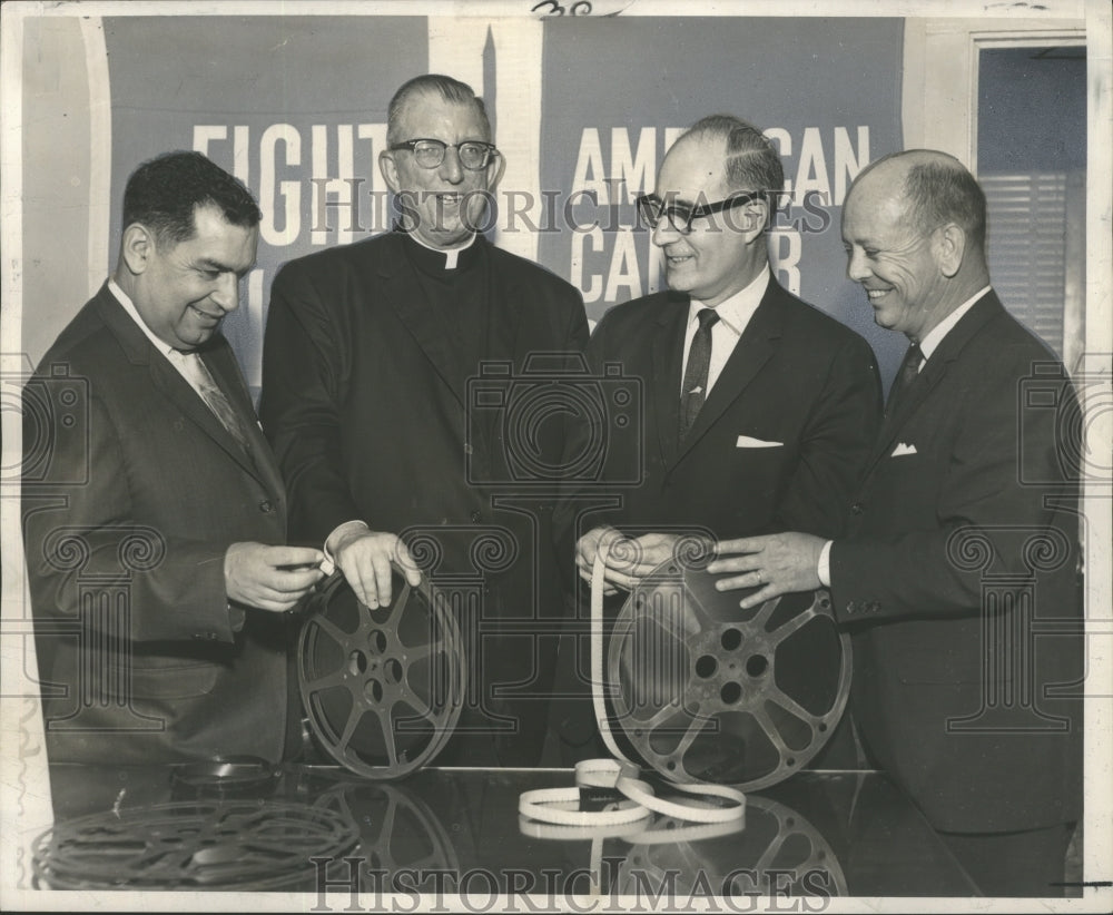 1966 Peter C. Bertucci with other educators show anti-smoking films - Historic Images