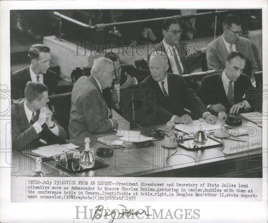 1955 Press Photo President Eisenhower and States Officials at Geneva Conference-Historic Images
