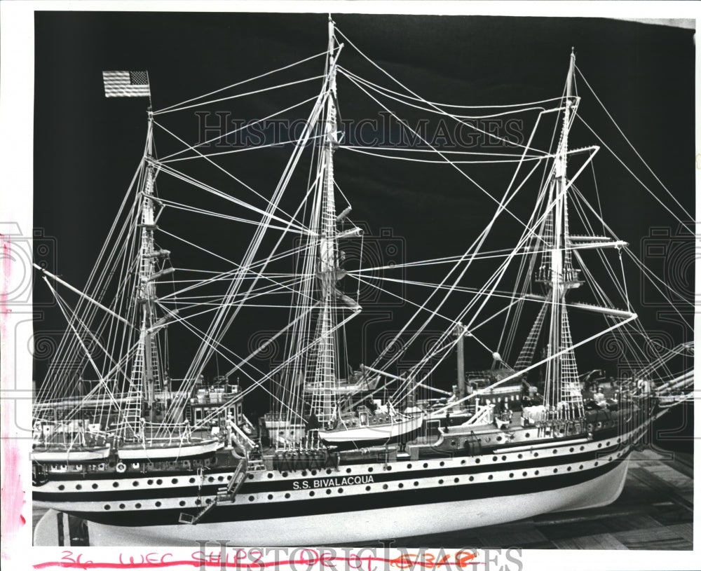 1987 Press Photo Edward Bivalacqua&#39;s Amerigo Vespucci S.S. Bivalacqua Model Ship- Historic Images