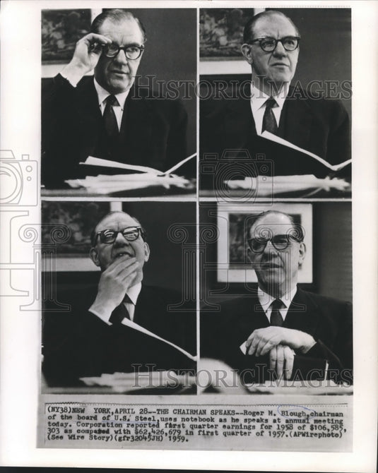 1959 Press Photo Chairman of the Board of United States Steel Roger M. Blough-Historic Images