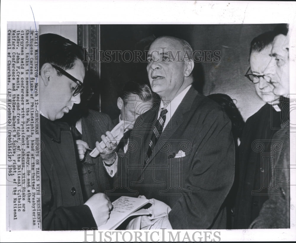 1965 Press Photo Dr. Eugene Carson Blake, head of United Church, at White House-Historic Images