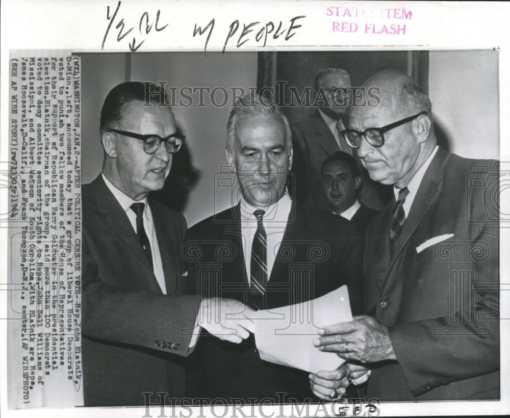 1964 Rep John Blatnik made announcement to Liberal House Democrats - Historic Images