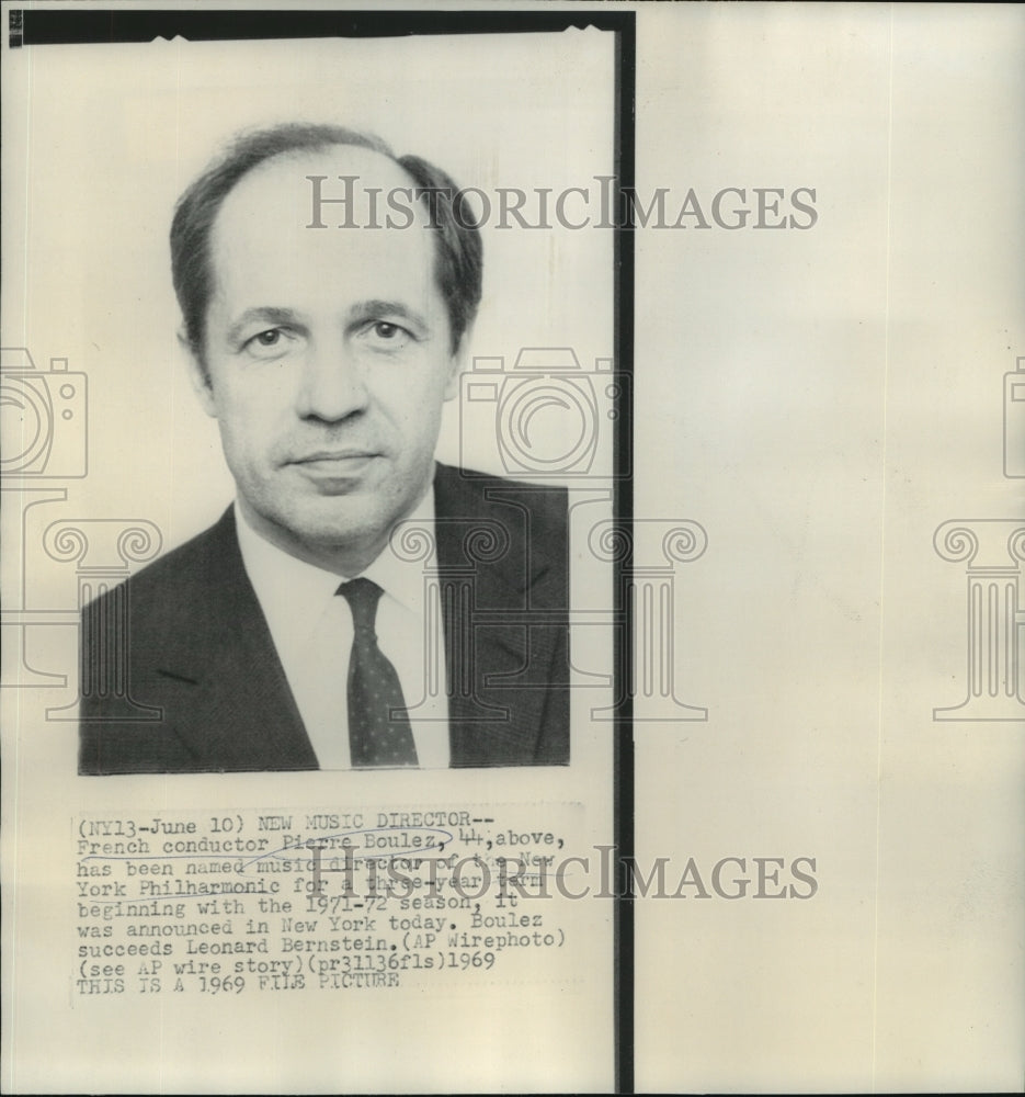 1969 Conductor Pierre Boulez, New York Philharmonic music director - Historic Images