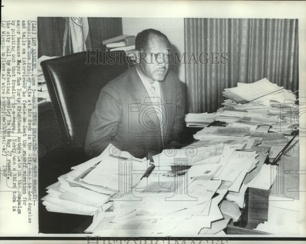 1969 Councilman Tom Bradley at City Hall Desk in Los Angeles - Historic Images