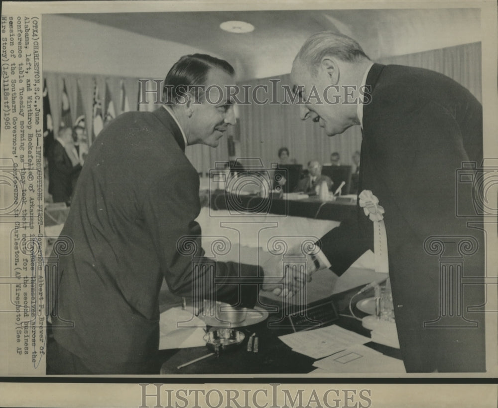 1968 Governors Albert Brewer &amp; Winthrop Rockefeller at conference - Historic Images