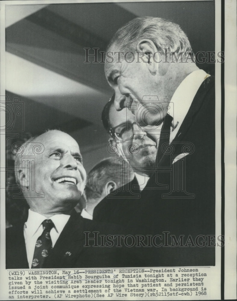 1968 President Johnson with President Habib Bourguiba of Tunisia - Historic Images