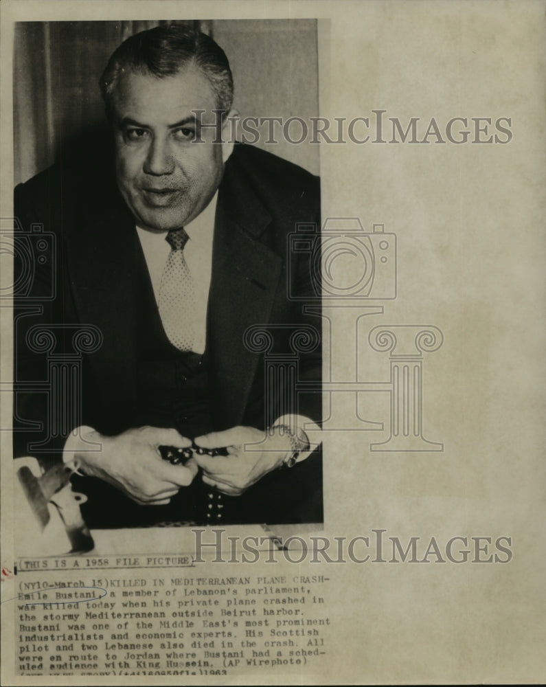 1963 Emile Bustani, Member of Lebanon Parliament - Historic Images