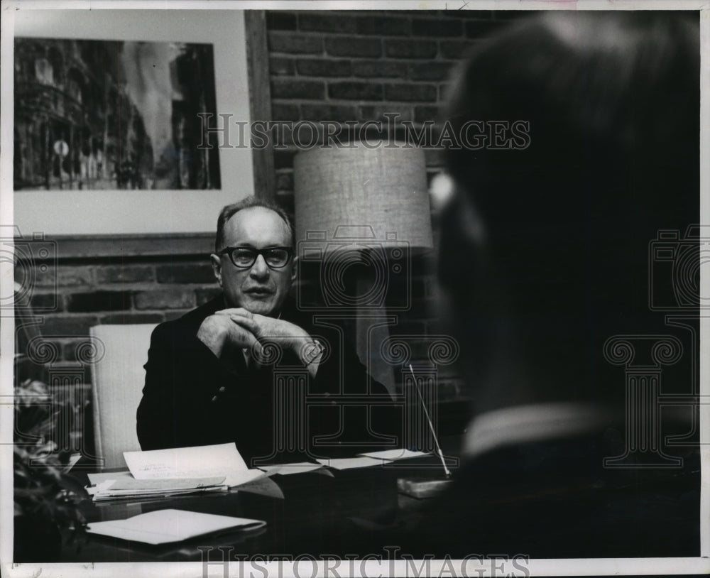 1967 Director of Saint Paul&#39;s Brother Francis Beck talks with Man - Historic Images