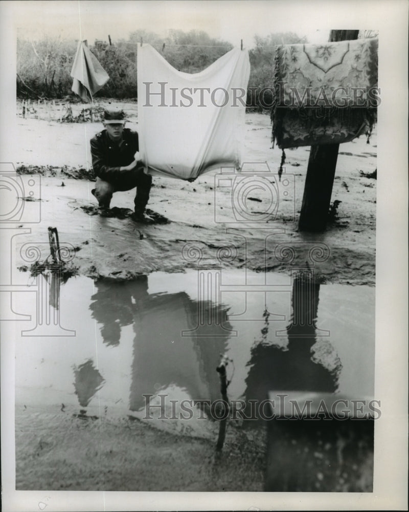 1958 Buras, Louisiana Resident in Aftermath of Flood-Historic Images