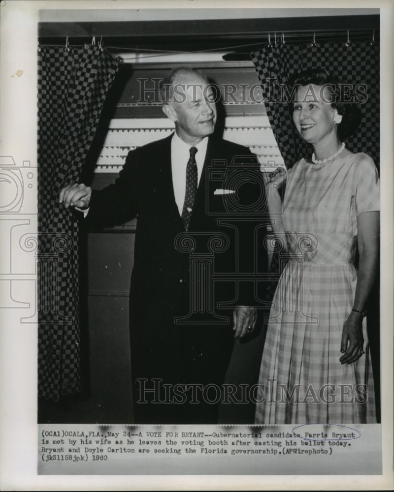 1960 Press Photo Gubernatorial candidate Farris Bryant with Wife after Voting-Historic Images