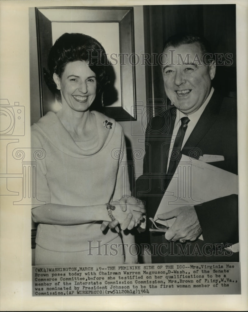 1964 Mrs. Virginia Mae Brown with Senate Chairman Warren Ganguson-Historic Images