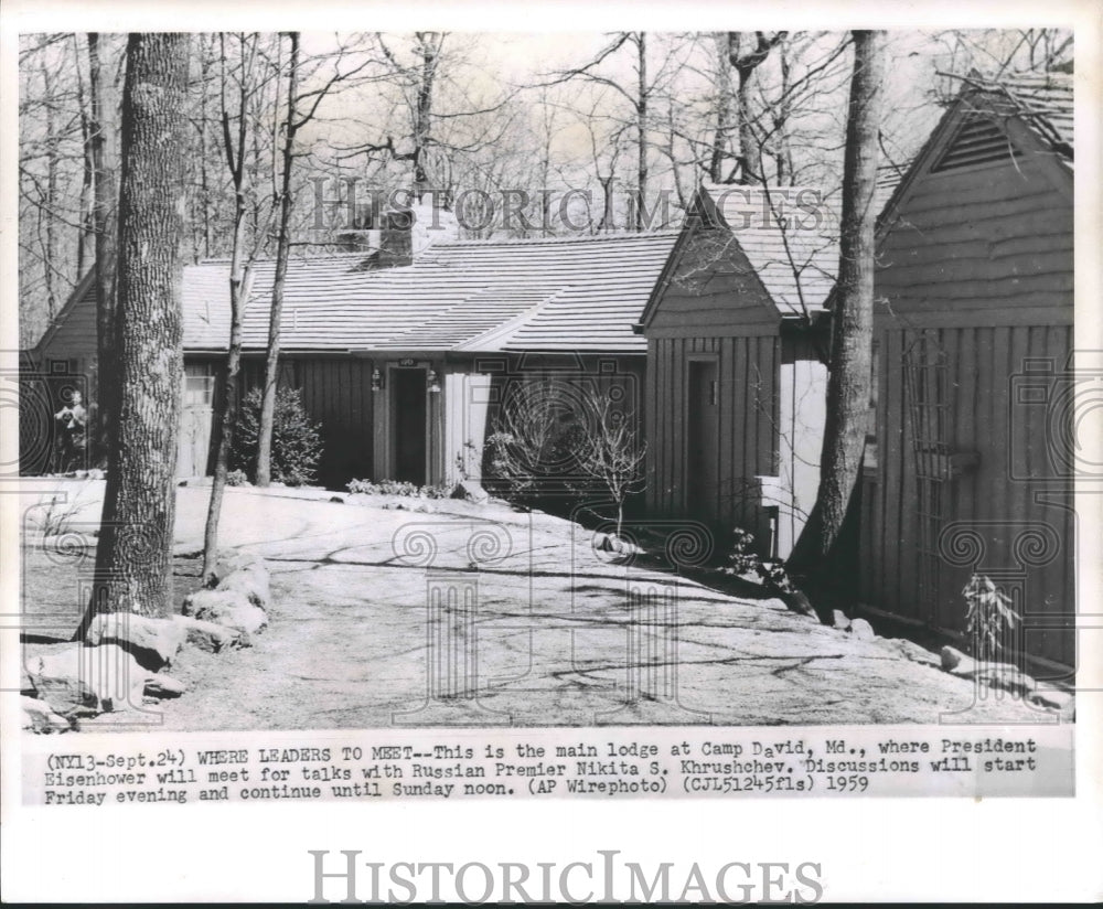 1959 Main Lodge at Camp David, Maryland where President resides - Historic Images