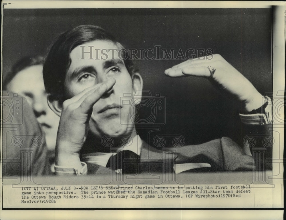 1970 Press Photo Prince Charles at the Canadian Football League game in Ottawa - Historic Images