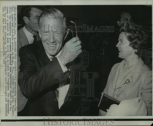 1967 U. S. Ambassador Wymberley Coerr and wife arrive in Miami, FL.-Historic Images