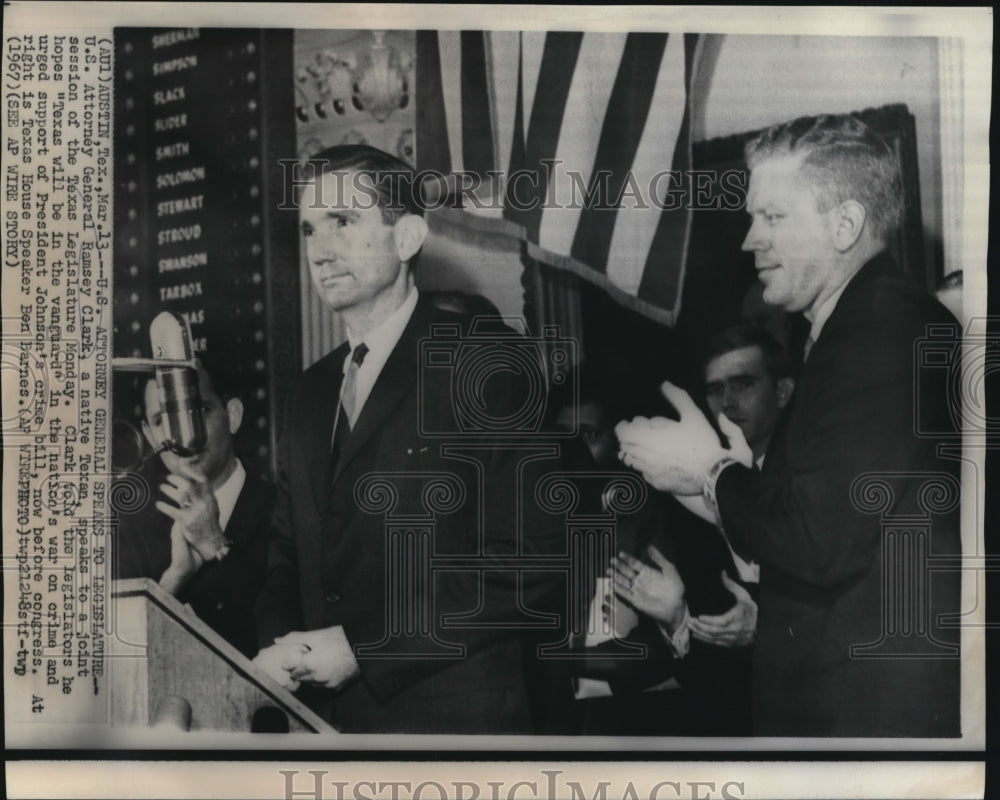 1967 U.S. Attorney General Ramsey Clark speaks to Texas Legislature - Historic Images