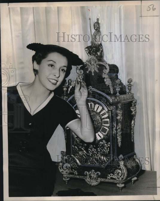 1953 Kay Bardsley, Director of the Old Charter Clock Exhibit - Historic Images