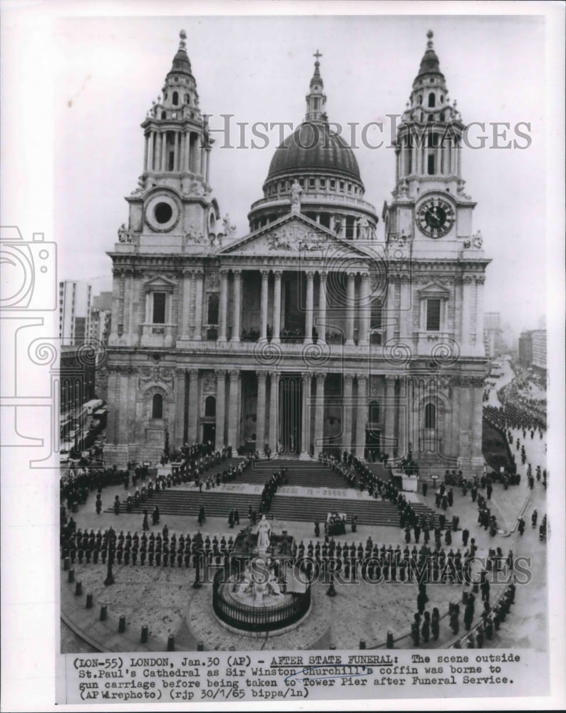 1965 Press Photo Saint Paul&#39;s Cathedralwith Sir Winston Churchill&#39;s coffin-Historic Images