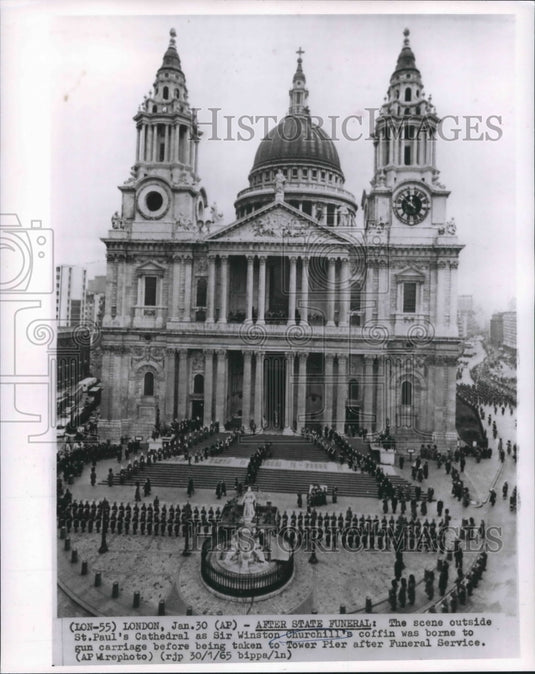 1965 Press Photo Saint Paul's Cathedralwith Sir Winston Churchill's coffin-Historic Images