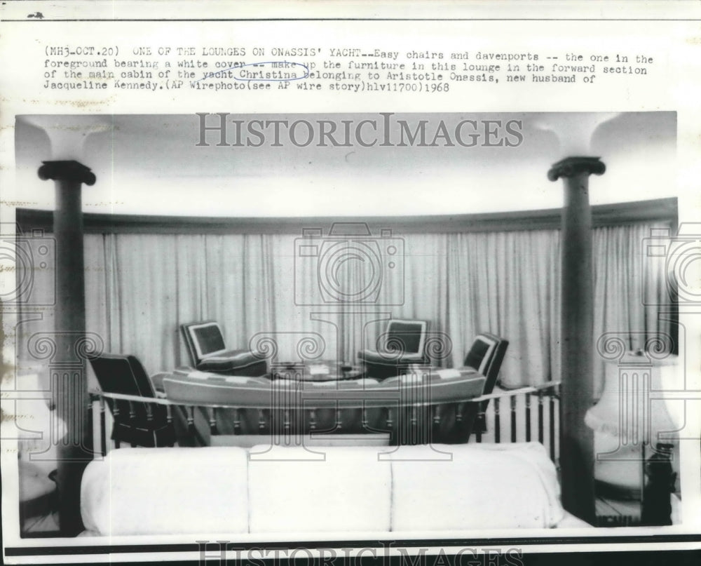 1968 Aristotle Onnassis&#39; Yacht Christinas Lounge Interior - Historic Images