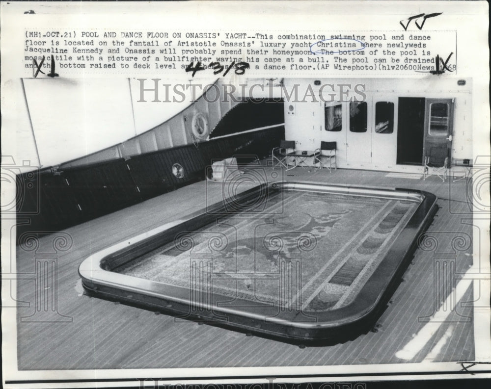 1968 Swimming Pool and Dance Floor on the Yacht Christina - Historic Images