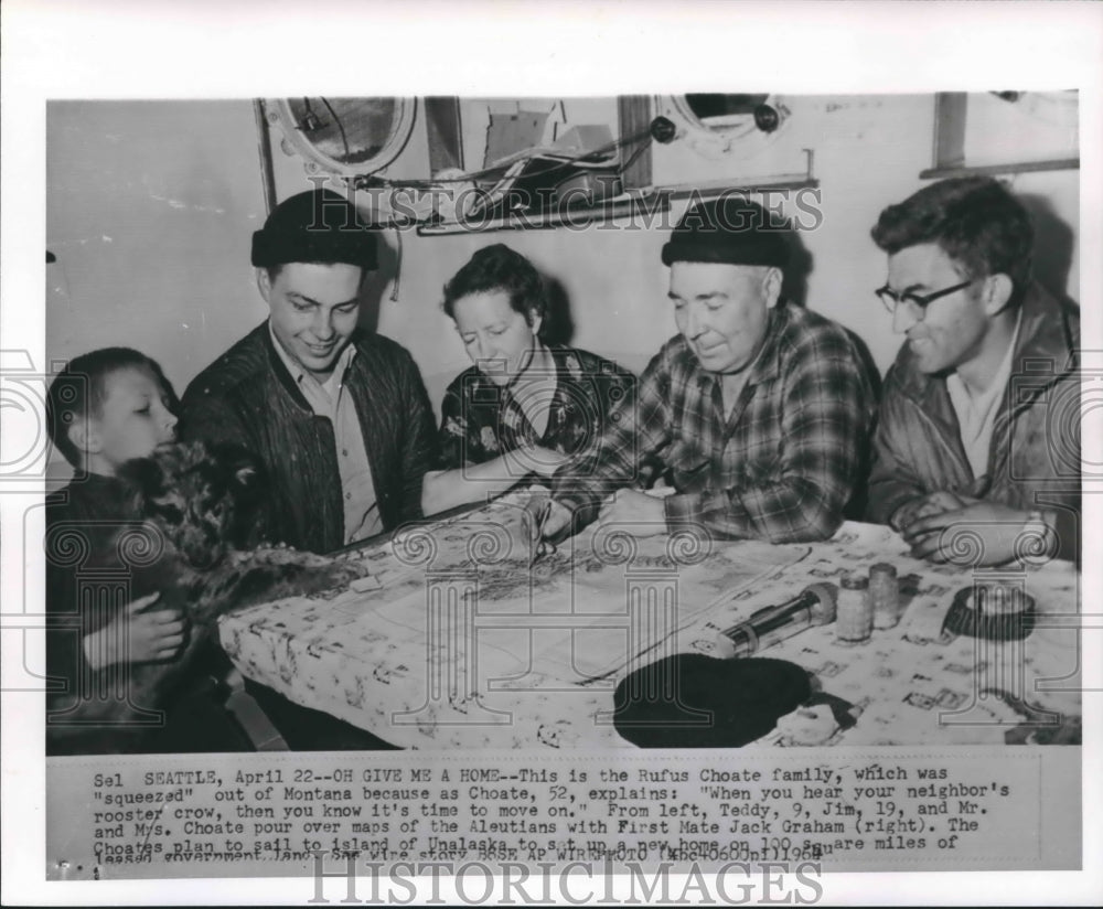 1964 Rufus Choate Family with First Mate Jack Graham at Table - Historic Images