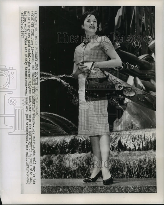 1957 Press Photo Lois Collins of New York, may be the world's highest paid model - Historic Images